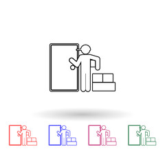 The postman delivers mail boxes multi color icon. Simple thin line, outline vector of logistic icons for ui and ux, website or mobile application