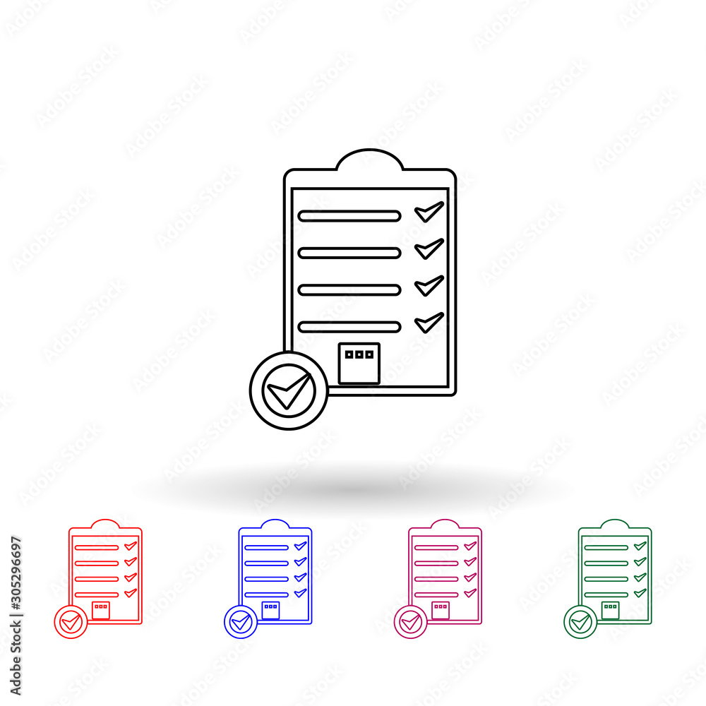 Poster packing box shipping checklist multi color icon. simple thin line, outline vector of logistic icons 