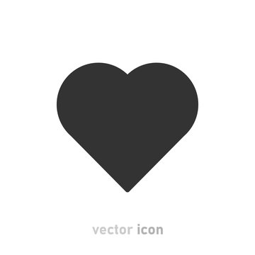 Gray Heart Icon On White Background. Vector Illustration.