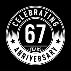 67 years anniversary celebration logo template. Sixty-seven years vector and illustration.