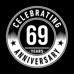 69 years anniversary celebration logo template. Sixty-nine years vector and illustration.