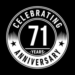 71 years anniversary celebration logo template. Seventy-one years vector and illustration.