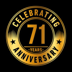71 years anniversary celebration logo template. Seventy-one years vector and illustration.