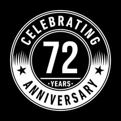 72 years anniversary celebration logo template. Seventy-two years vector and illustration.