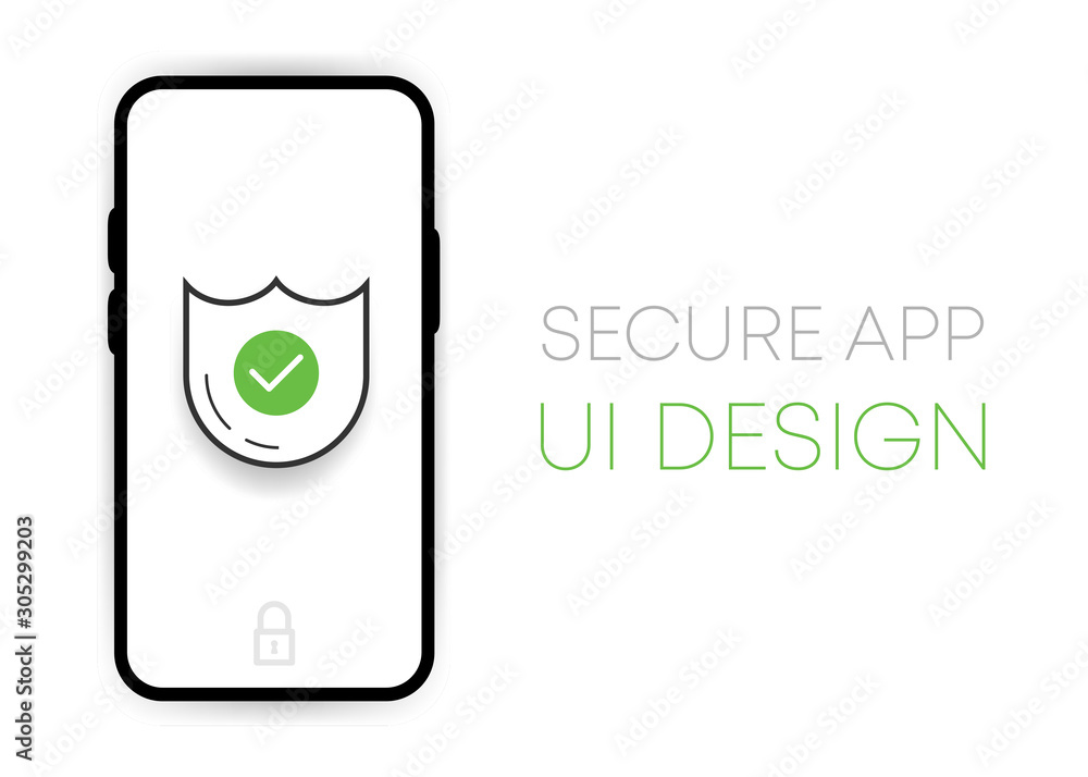 Poster secure app technology ui design. white background.