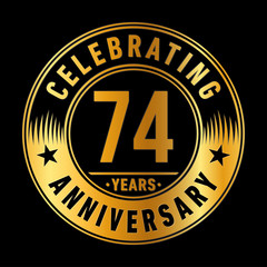 Fototapeta premium 74 years anniversary celebration logo template. Seventy-four years vector and illustration.