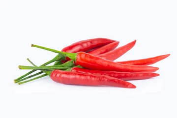 Fotobehang Red chili or chilli pepper isolated on a white background. with clipping path © Achira22