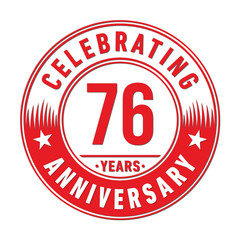 76 years anniversary celebration logo template. Seventy-six years vector and illustration.
