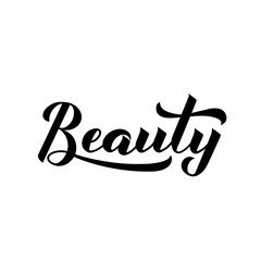 Obraz premium Beauty calligraphy hand lettering isolated on white. Logo design for beauty blogs, hair salons, cosmetic products. Vector template for banner, typography poster, sign, badge, sticker, t-shirt, etc.