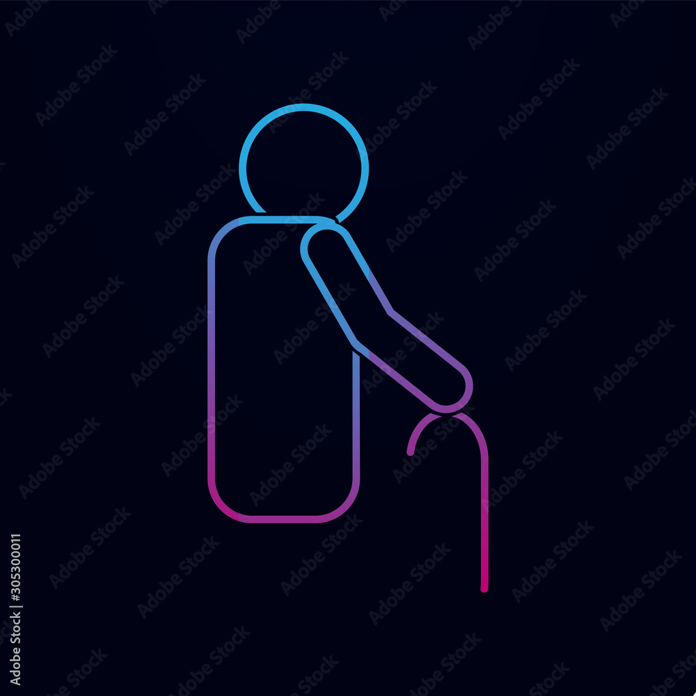Poster man walking with cane nolan icon. simple thin line, outline vector of medecine icons for ui and ux, 