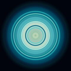 Colorful abstract bright circle , circular lines , radial striped texture in blue tones on black background. Round pattern