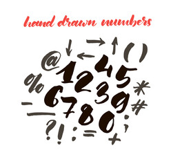 Collection of hand drawn numbers. Modern vector brush calligraphy. Ink illustration with hand-drawn lettering. 