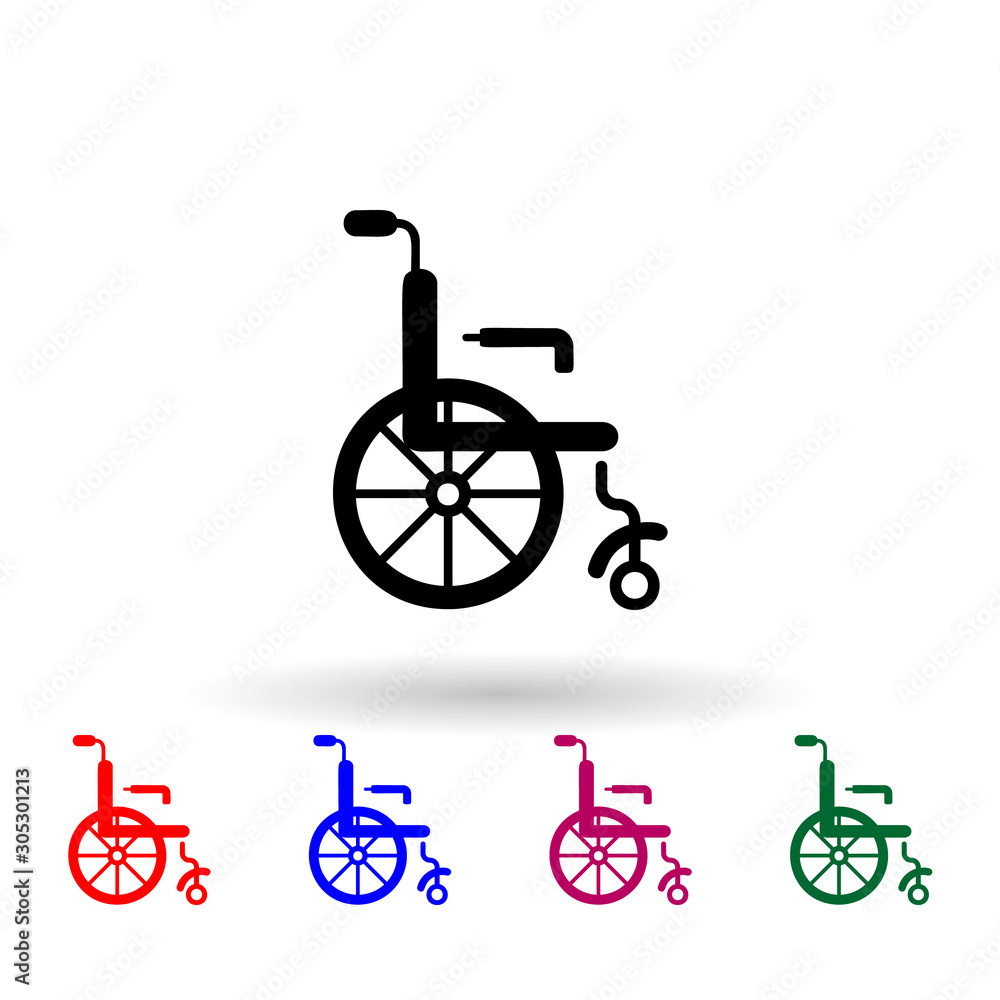 Poster wheelchair multi color icon. simple glyph, flat vector of medecine icons for ui and ux, website or m