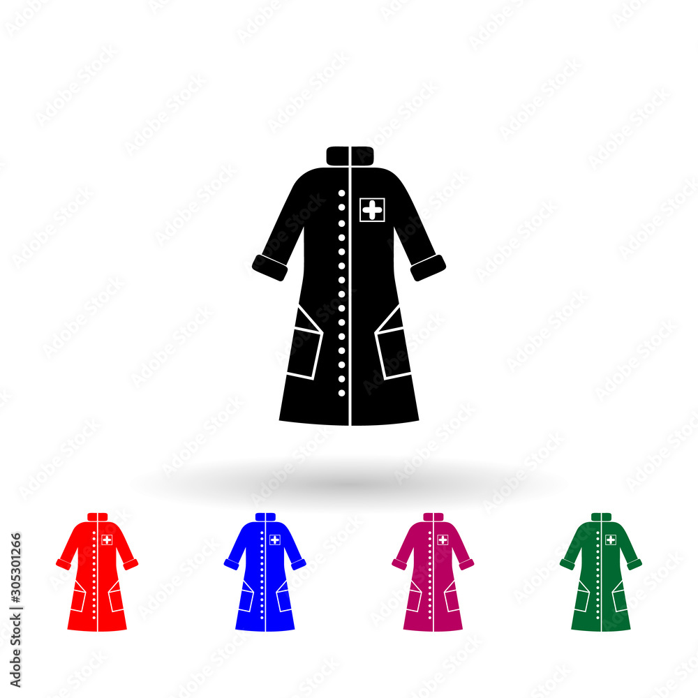Poster nurse gown multi color icon. simple glyph, flat vector of medecine icons for ui and ux, website or m