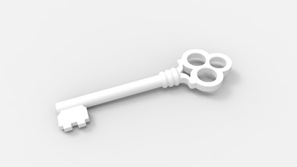 3d rendering of a key isolated in colored studio background