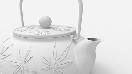 3d rendering of an asian japanese teapot isolated in studio backgroud