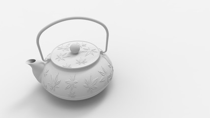 3d rendering of an asian japanese teapot isolated in studio backgroud