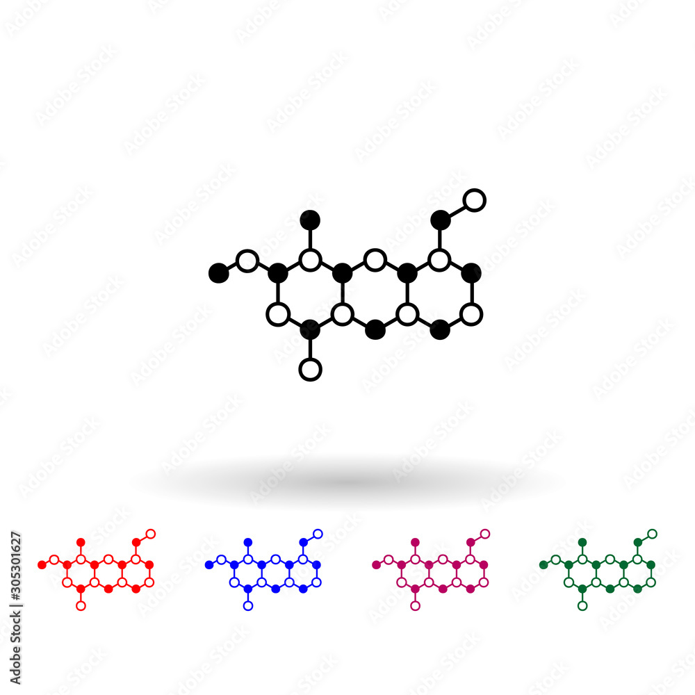 Poster chemical chain multi color icon. simple glyph, flat vector of medecine icons for ui and ux, website 