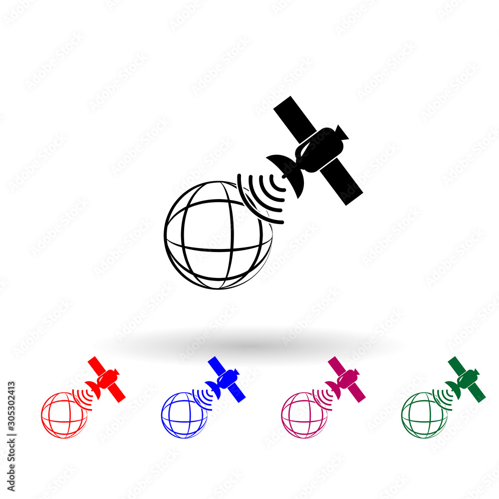 Poster satellite of the earth multi color icon. simple glyph, flat vector of media icons for ui and ux, web