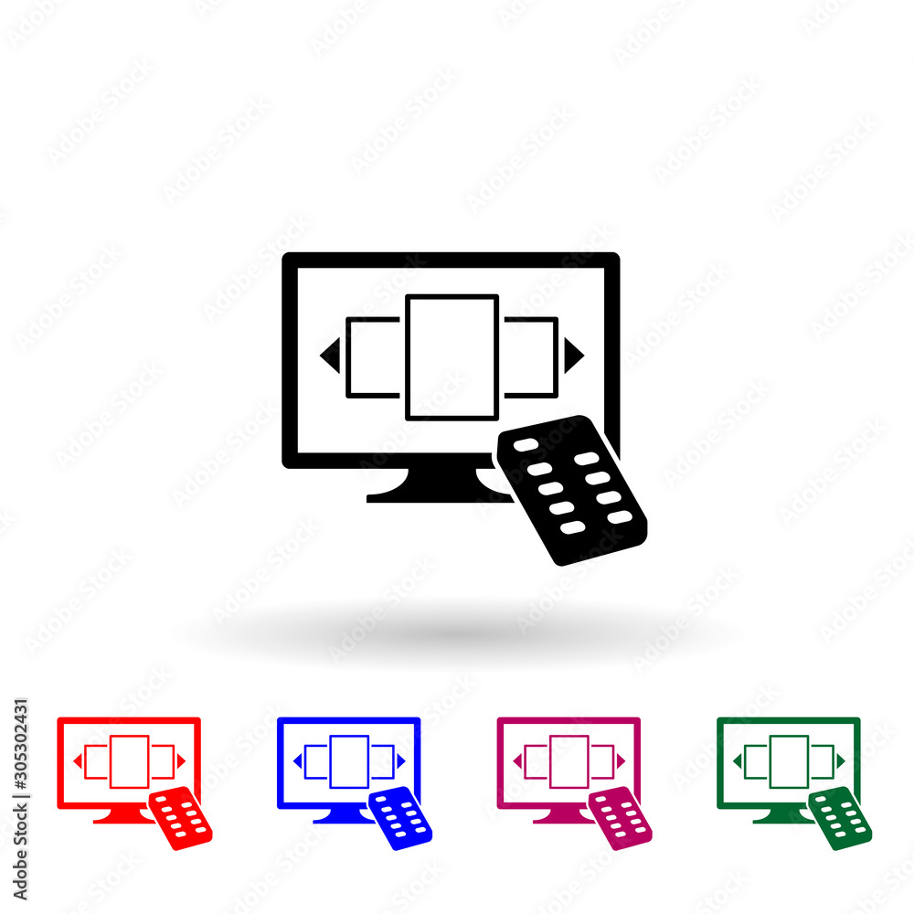 Poster tv and remote control multi color icon. simple glyph, flat vector of media icons for ui and ux, webs