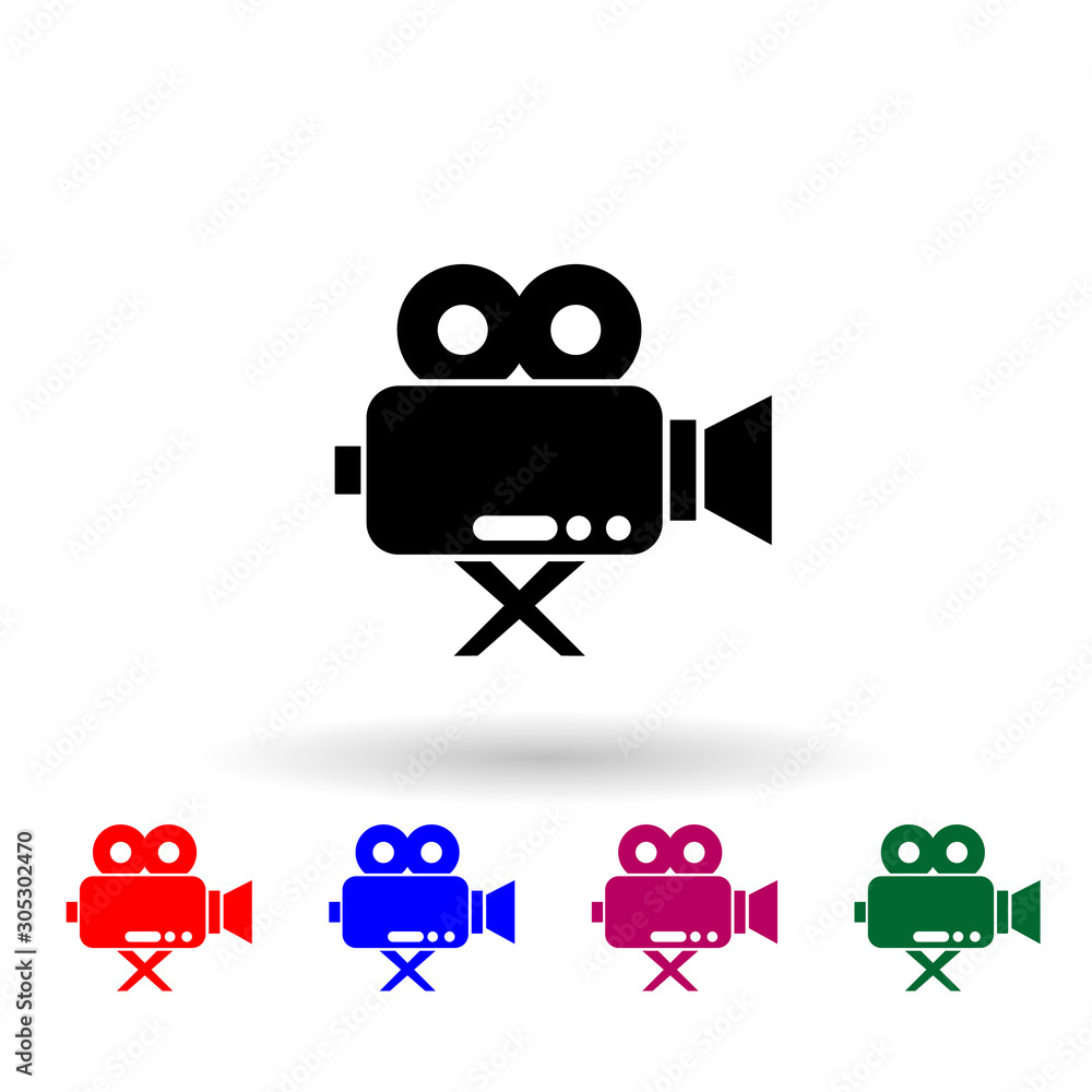 Poster cinema camera multi color icon. simple glyph, flat vector of media icons for ui and ux, website or m
