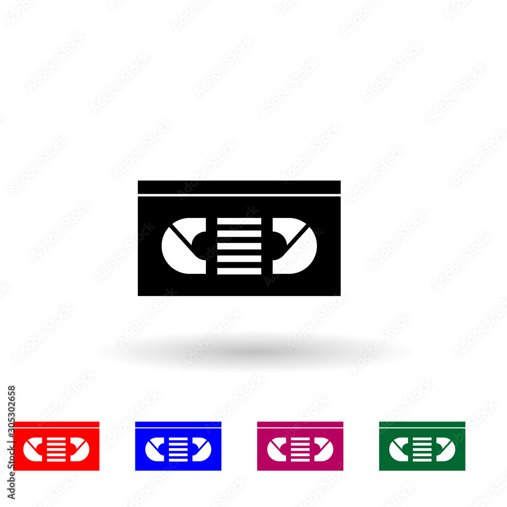 Poster Vector vhs tape multi color icon. Simple glyph, flat vector of media icons for ui and ux, website or mobile application
