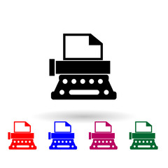 Typewriter multi color icon. Simple glyph, flat vector of media icons for ui and ux, website or mobile application