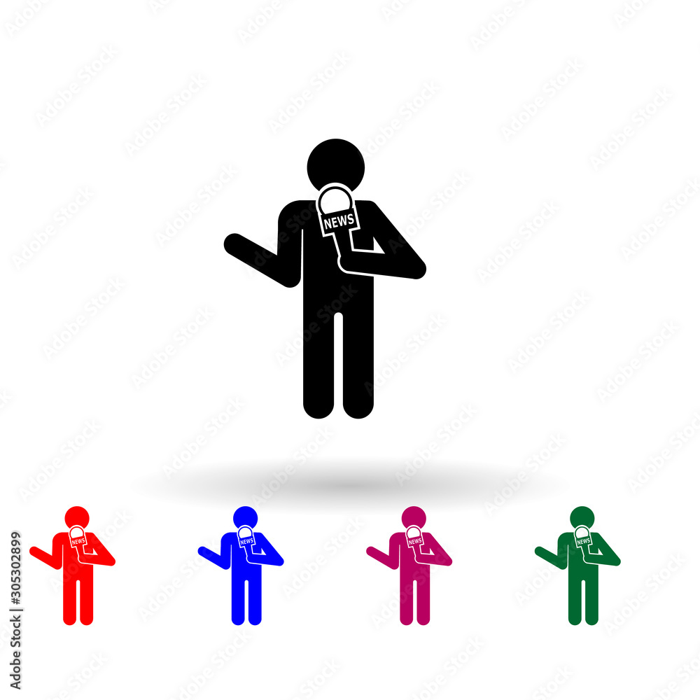 Poster television reporter multi color icon. simple glyph, flat vector of media icons for ui and ux, websit
