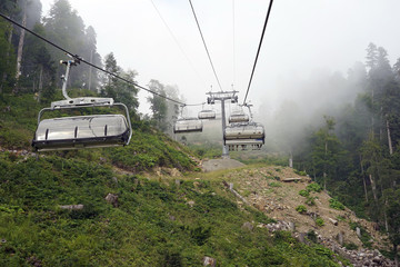 Fototapeta premium cable car, mountains, recreation, view, forest,