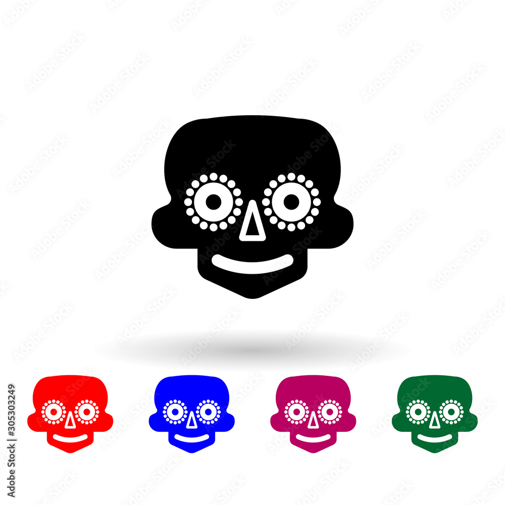 Poster mask the day of the dead multi color icon. simple glyph, flat vector of mexico icons for ui and ux, 