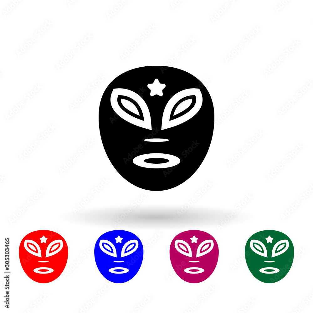 Poster mask the day of the dead multi color icon. simple glyph, flat vector of mexico icons for ui and ux, 