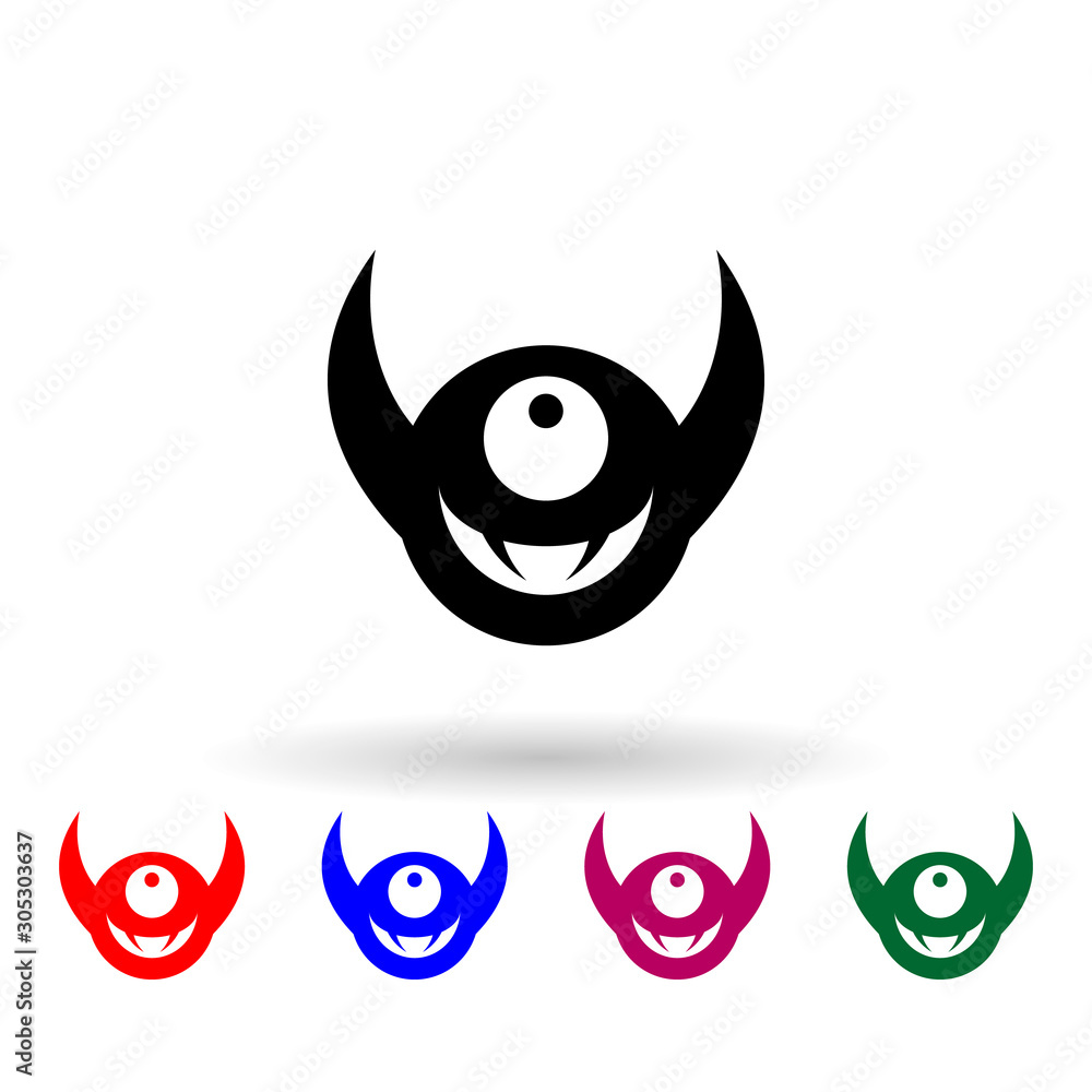 Poster monster multi color icon. simple glyph, flat vector of monsters icons for ui and ux, website or mobi
