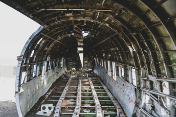 Inside a airpane wrack. Plane wreck on Solheimasandur