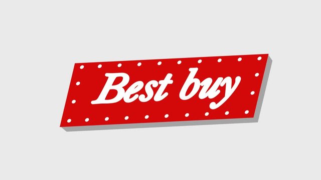 Text: Best buy. Transparent background with flying inscription, animation
