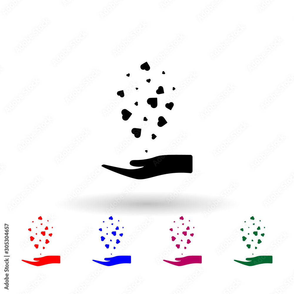 Aufkleber hearts in hands multi color icon. simple glyph, flat vector of mother day icons for ui and ux, websi