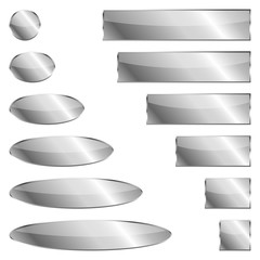 Set of silver banners isolated - vector.