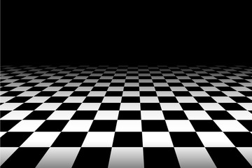 Black and white perspective checkered background - vector.