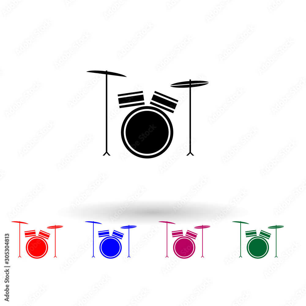 Poster drum multi color icon. simple glyph, flat vector of music instrument icons for ui and ux, website or