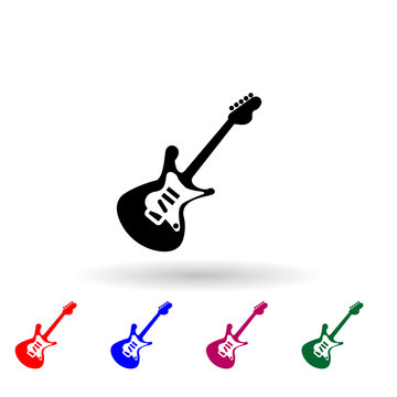Silhouet of bass guitar multi color icon. Simple glyph, flat vector of music instrument icons for ui and ux, website or mobile application