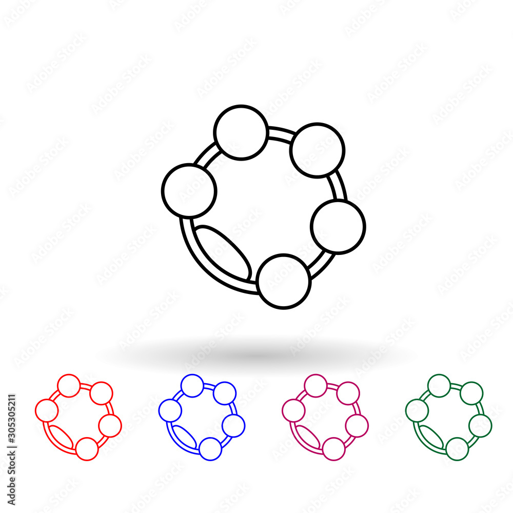 Poster tambourine multi color icon. simple glyph, flat vector of music instrument icons for ui and ux, webs