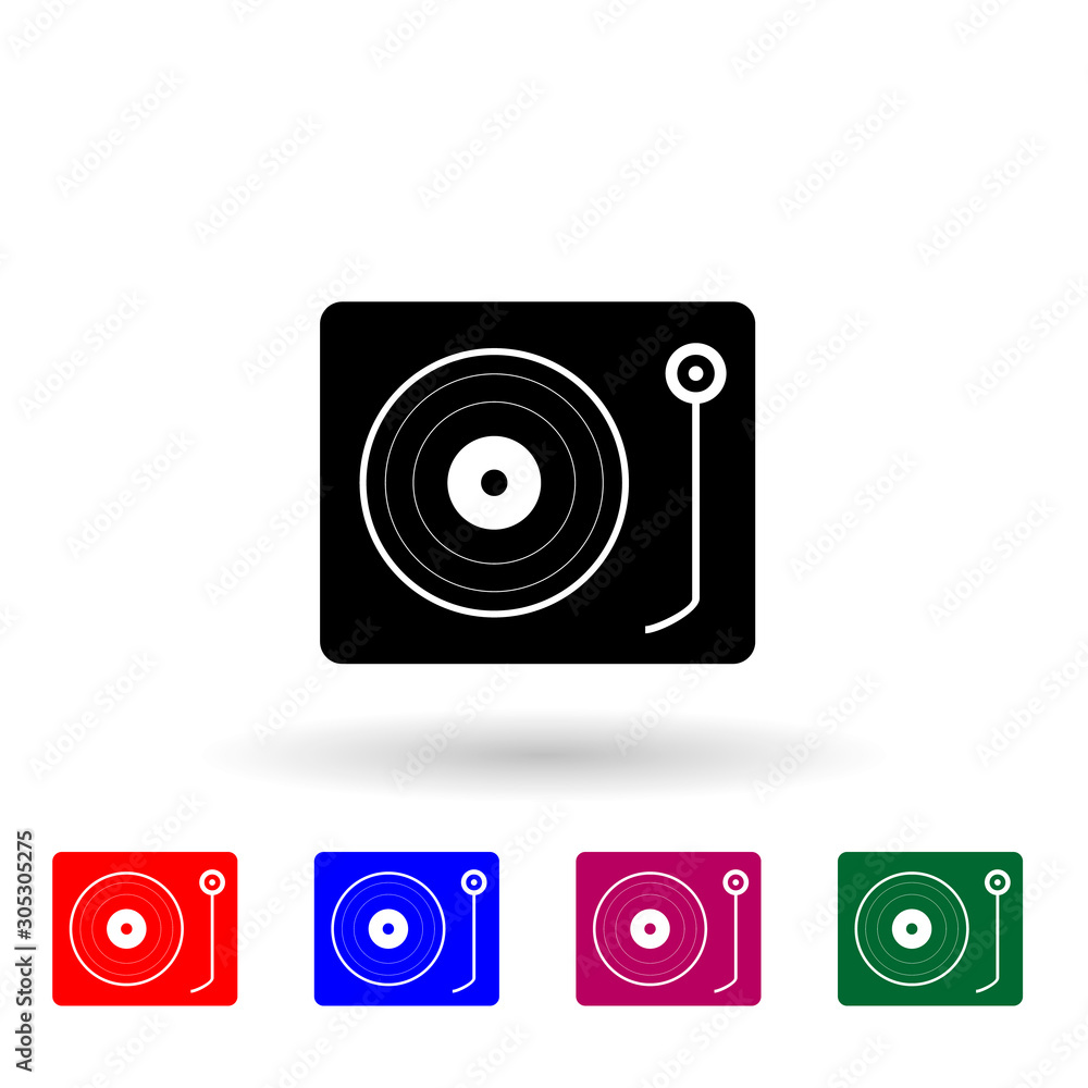 Poster turntable multi color icon. simple glyph, flat vector of music instrument icons for ui and ux, websi