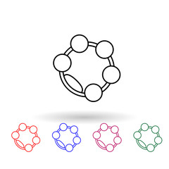 Tambourine multi color icon. Simple glyph, flat vector of music instrument icons for ui and ux, website or mobile application