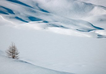 Fototapeta na wymiar paysage de l'alpes d'huez en hiver, vacances au ski