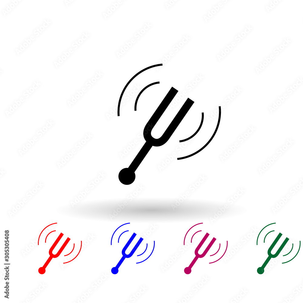Poster tuning fork multi color icon. simple glyph, flat vector of music instrument icons for ui and ux, web