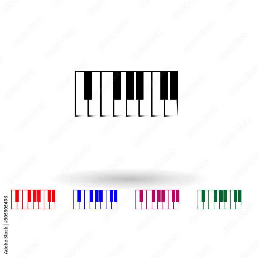 Poster piano keys multi color icon. simple glyph, flat vector of music instrument icons for ui and ux, webs