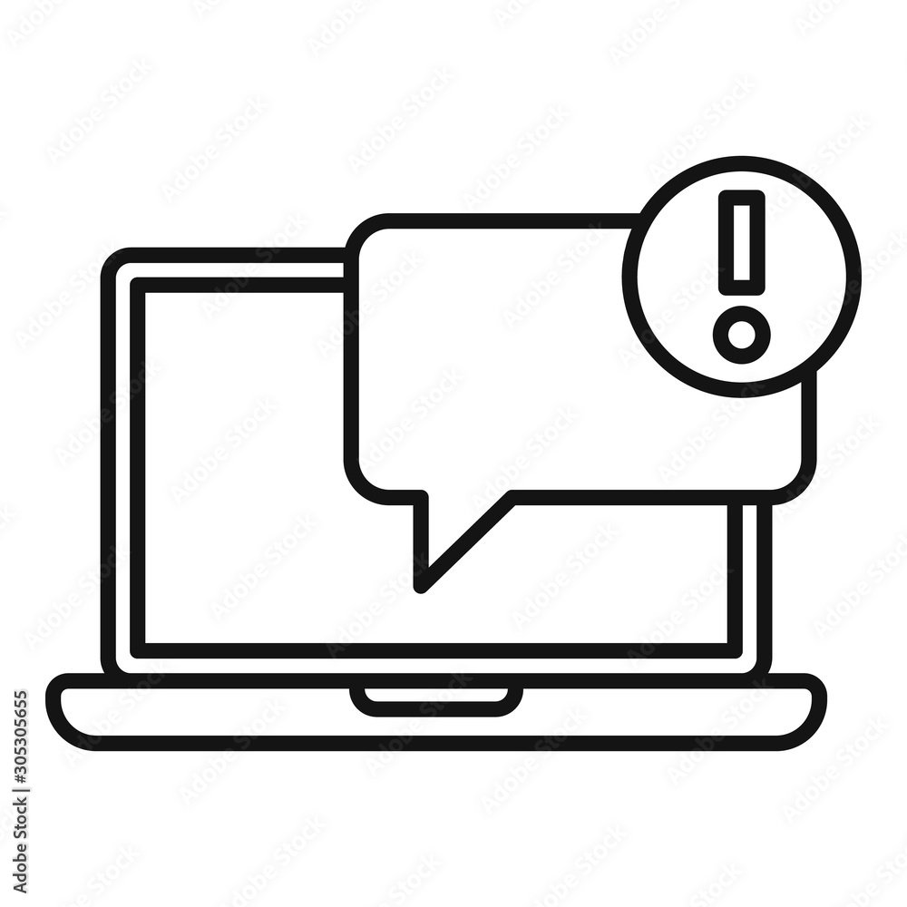 Poster laptop notification icon. outline laptop notification vector icon for web design isolated on white b