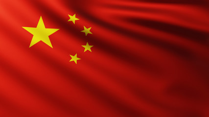Large Flag of China background in the wind