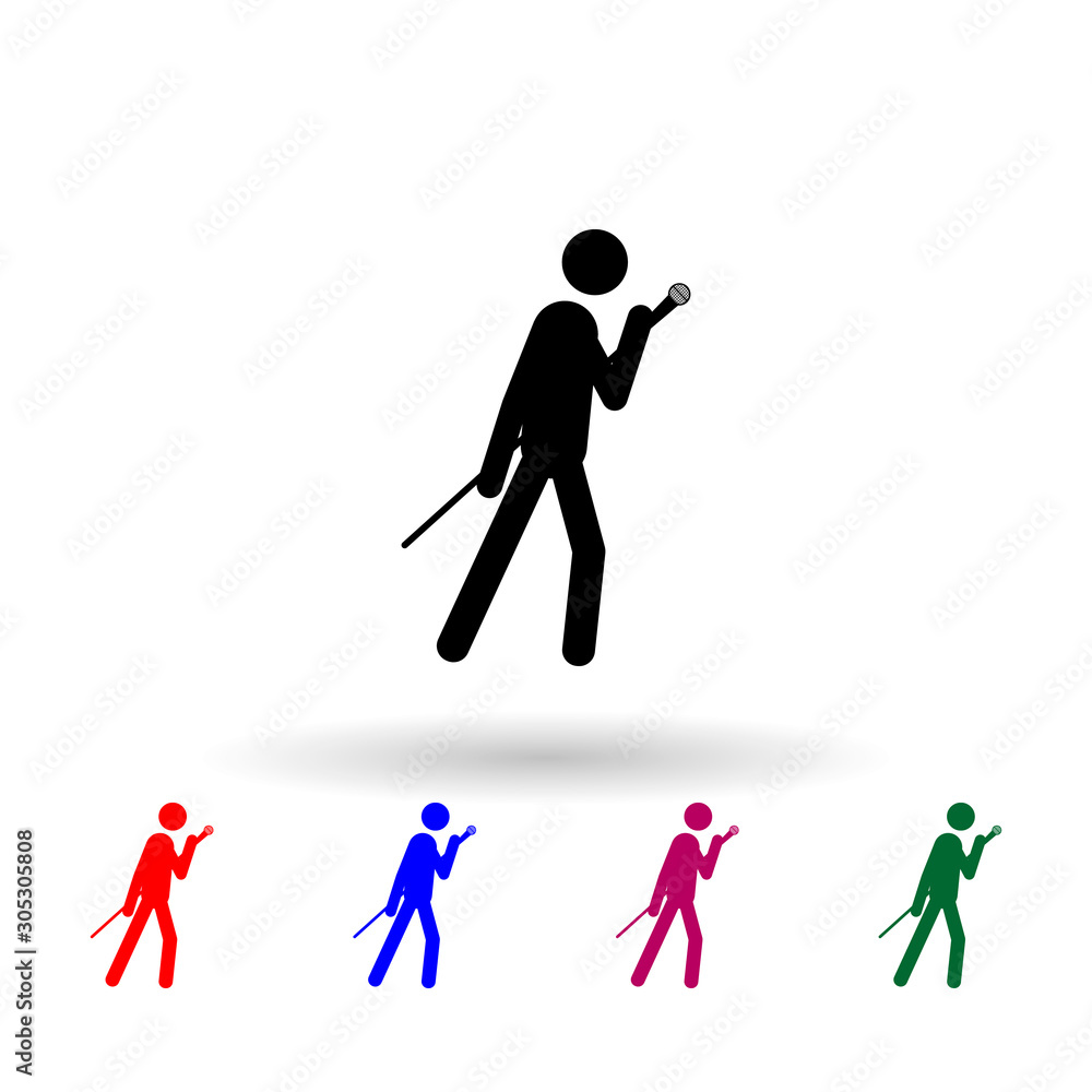 Aufkleber singer with microphone multi color icon. simple glyph, flat vector of music icons for ui and ux, web