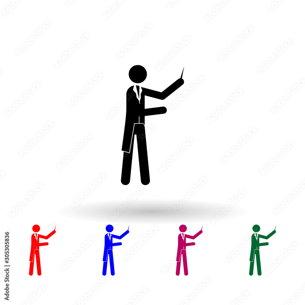 Poster symphony conductor multi color icon. simple glyph, flat vector of music icons for ui and ux, website