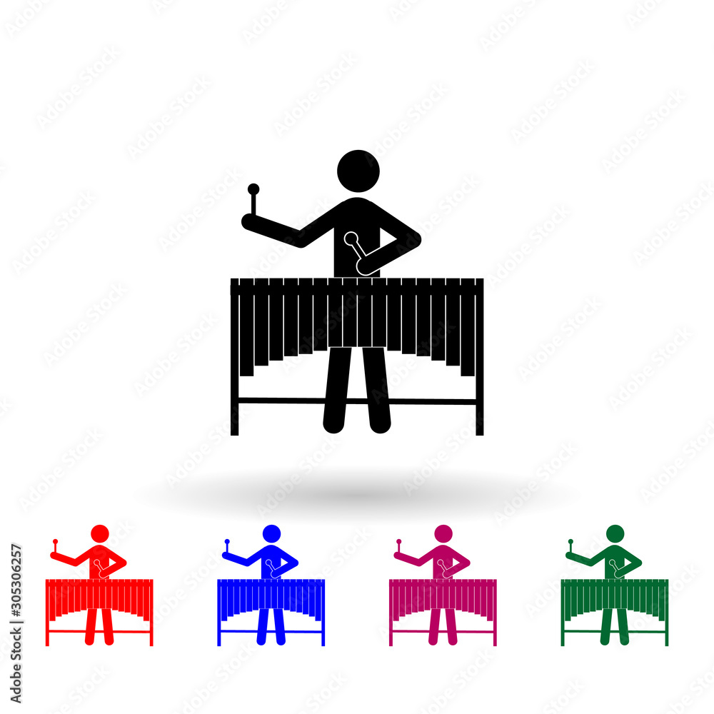 Poster `vibraphone marimba player multi color icon. simple glyph, flat vector of music icons for ui and ux,